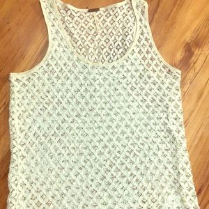 Lace tank top M w/ rhinestone and bead detail